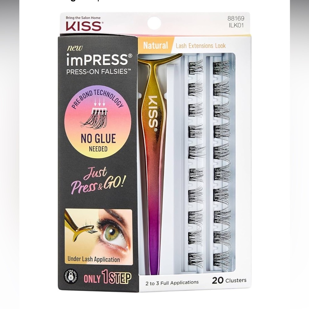KISS imPRESS Press-On Falsies Eyelash Clusters - Natural - 20 Clusters